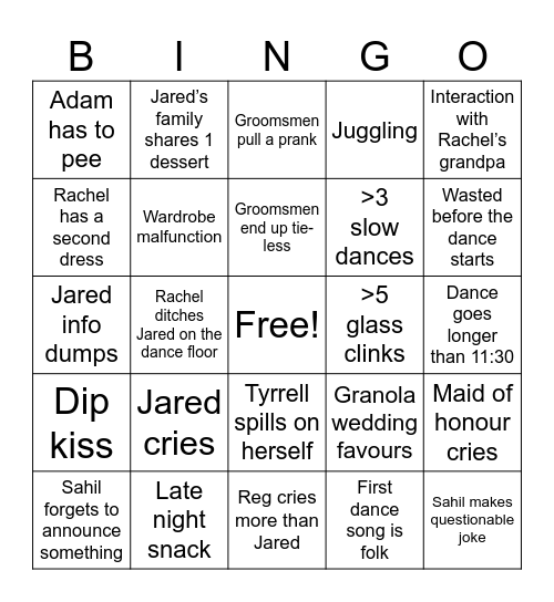 Dycks Bingo Card