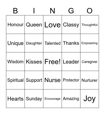Mother’s Day Bingo Card