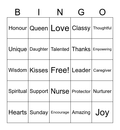 Mother’s Day Bingo Card