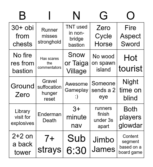 S10 Playoffs Bingo Card