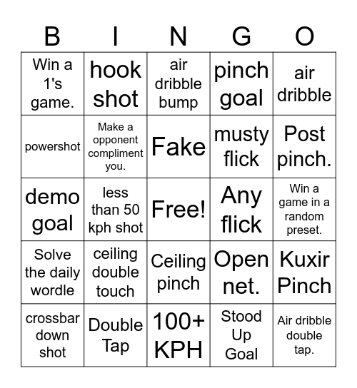 Rocket league bingo-GeneBoie Bingo Card