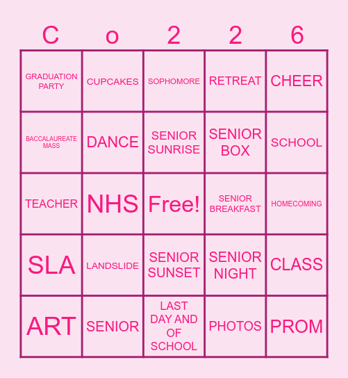 GRAD IN BLOOM Bingo Card