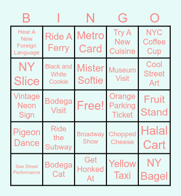 Mama's NYC Weekend 2026! Bingo Card