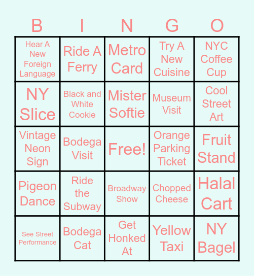 Mama's NYC Weekend 2026! Bingo Card