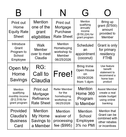 BINGO Card