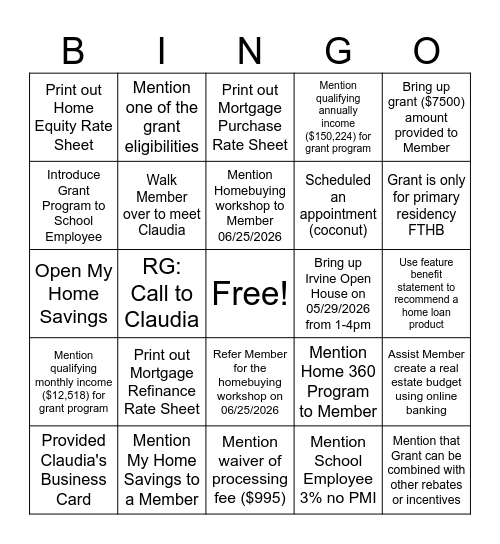 BINGO Card