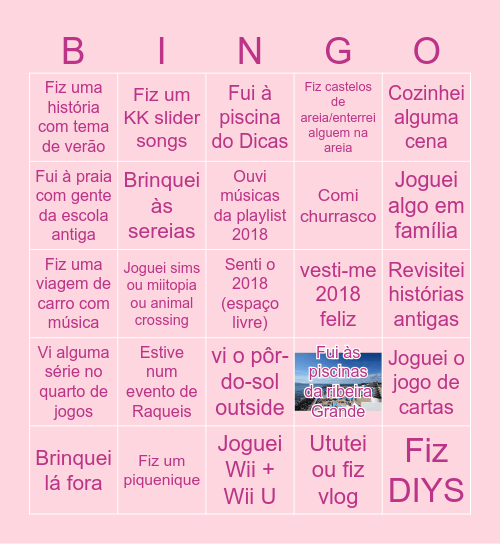 VERÃO 2018 FELIZ Bingo Card