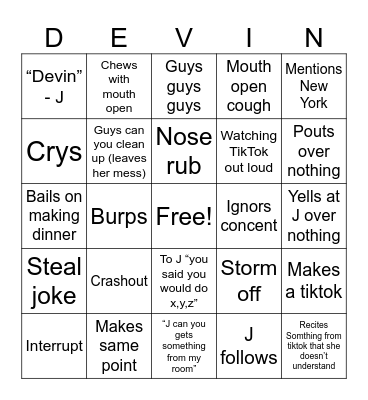 End of semester Bingo Card