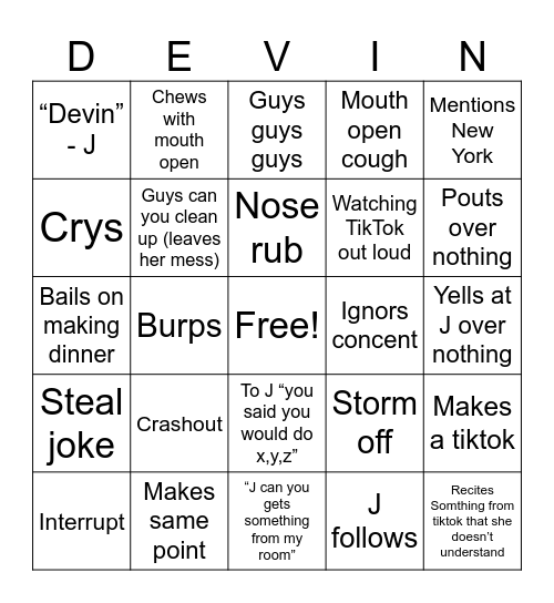 End of semester Bingo Card