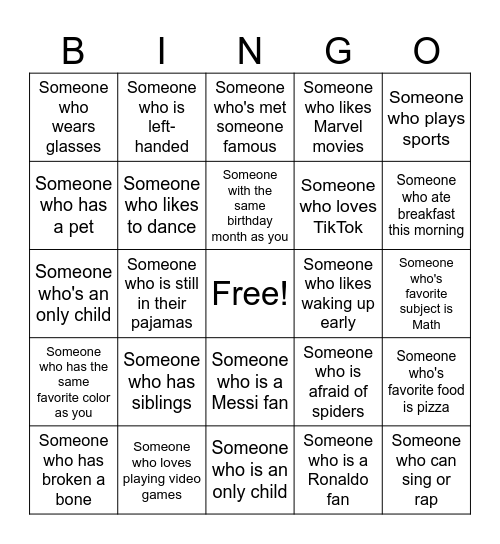 Human Bingo Card