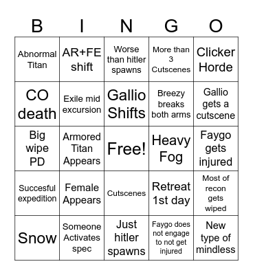 21st Expedition Bingo Card