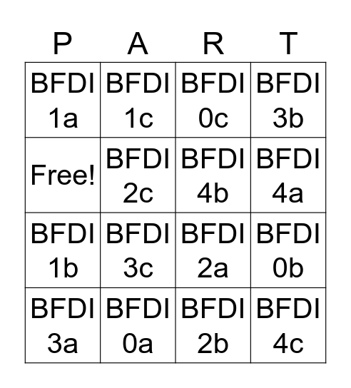 Season 1 Bingo Card