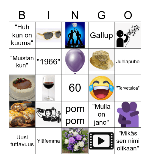 Birthday 60 Bingo Card
