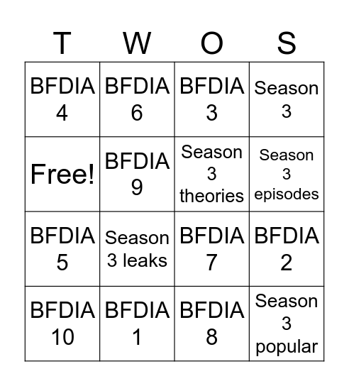 SEASON 2 Bingo Card
