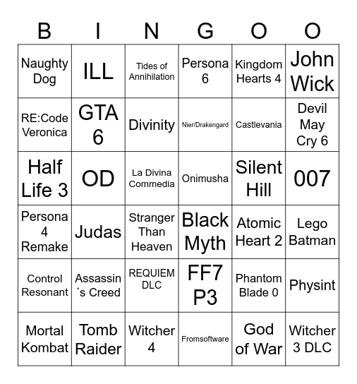 Summer Games Fest Bingo Card