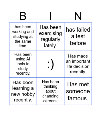 Work / Education Bingo Card
