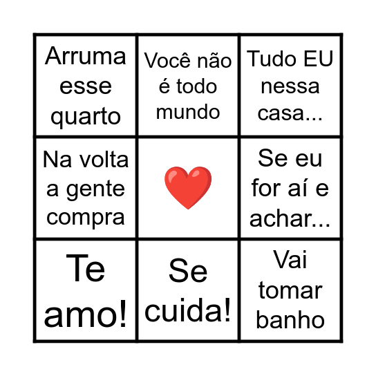 Frases de mãe Bingo Card