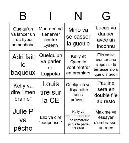 Groix 2026 Bingo Card