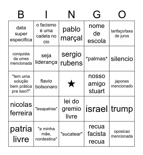 Reuniao da ZL Bingo Card