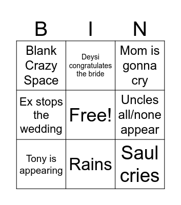The Wedding Bingo Card