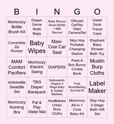 Registry Bingo Card