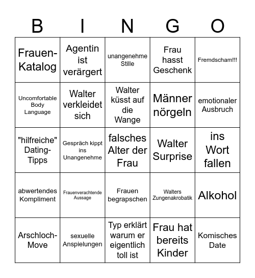 Traumfrau gesucht Bingo Card