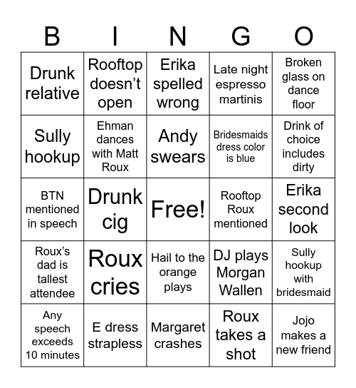 The Rouxs Bingo Card