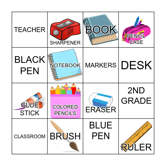 School Supplies Bingo Card