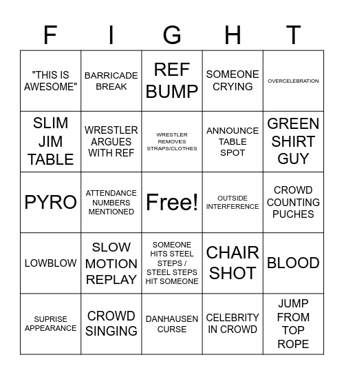 BACKLASH 2026 Bingo Card