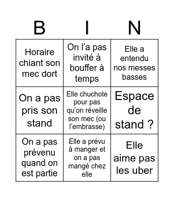 Embrouille time Bingo Card