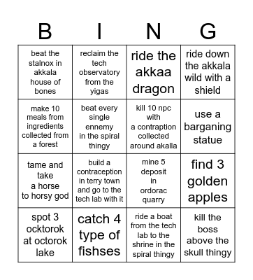 Akkala (no flying machines) Bingo Card