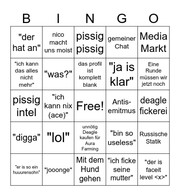 Nico Competitve Bingo Card