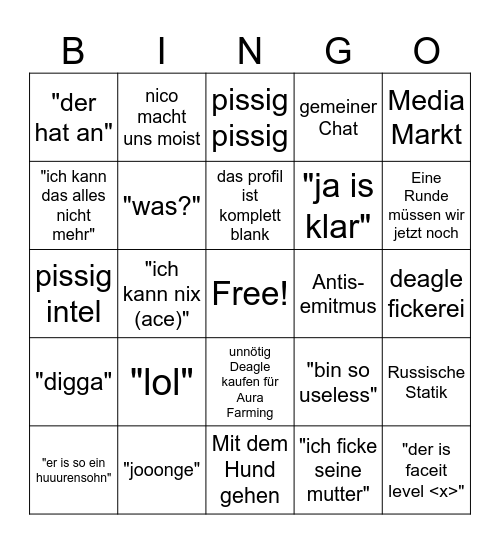 Nico Competitve Bingo Card