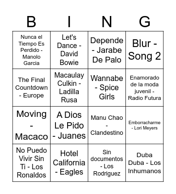 BINGO MUSICAL Bingo Card