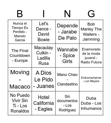 BINGO MUSICAL Bingo Card
