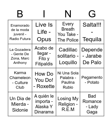 BINGO MUSICAL Bingo Card