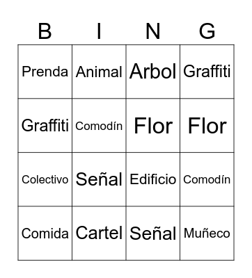 Cazar colores Bingo Card