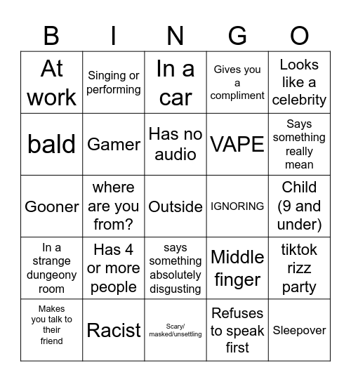 OmeTV Bingo Card