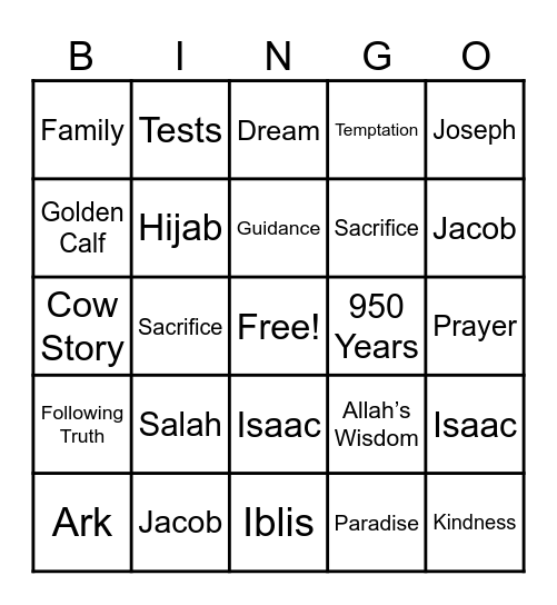 Islamic Studies Review Bingo Card