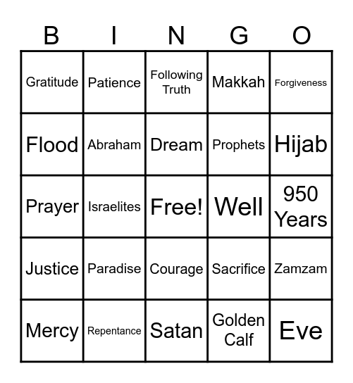 Islamic Studies Review Bingo Card