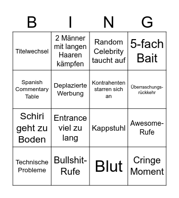 Backlash 2026 Bingo Card