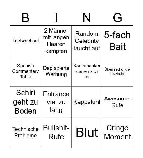 Backlash 2026 Bingo Card