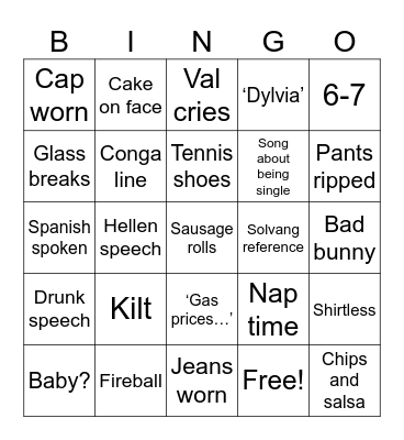 Dylvia Wedding Bingo Card