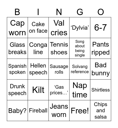 Dylvia Wedding Bingo Card