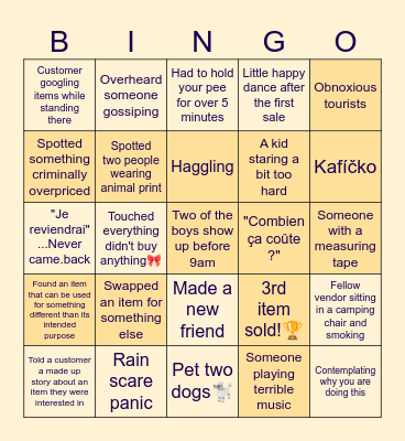 Andrew's FLEAMARKET FUN Bingo Card