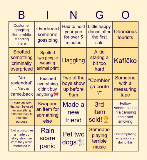 Andrew's FLEAMARKET FUN Bingo Card