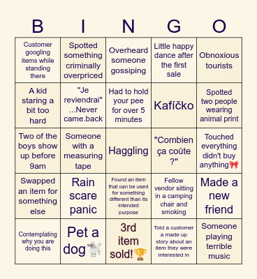 Andrew's FLEAMARKET FUN Bingo Card