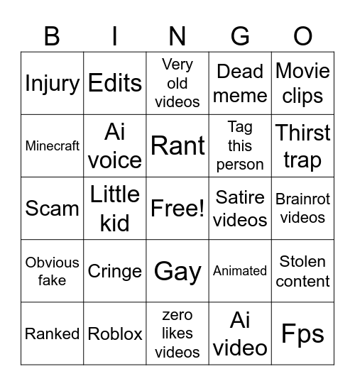 FREAKY BINGO Card