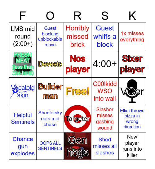 Forsaken Bingo Card