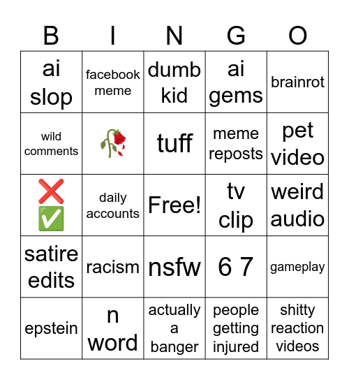 instagram reels Bingo Card